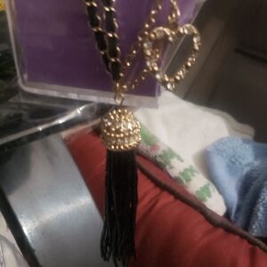 Gold and Black Heart Pendant Necklace